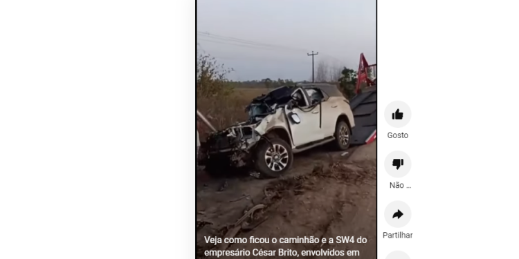 São Mateus/MA – Veja como ficou o caminhão e a SW4 do empresário César Brito, envolvidos em acidente na BR-135