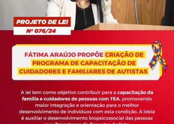 Fátima Araújo propõe criação de programa de capacitação de cuidadores e familiares de autistas 