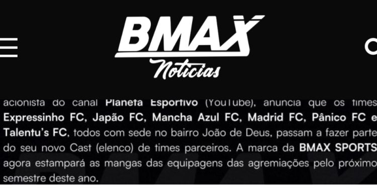 Empresa BMAX SPORTS fecha parceria com 6 times do futebol amador de São Luís