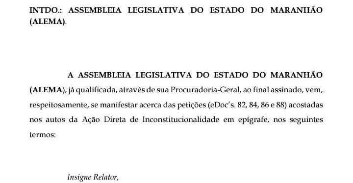 Assembleia Legislativa protocola nova petição no STF sobre escolha de conselheiros do TCE/MA